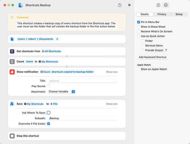 Shortcuts Backup