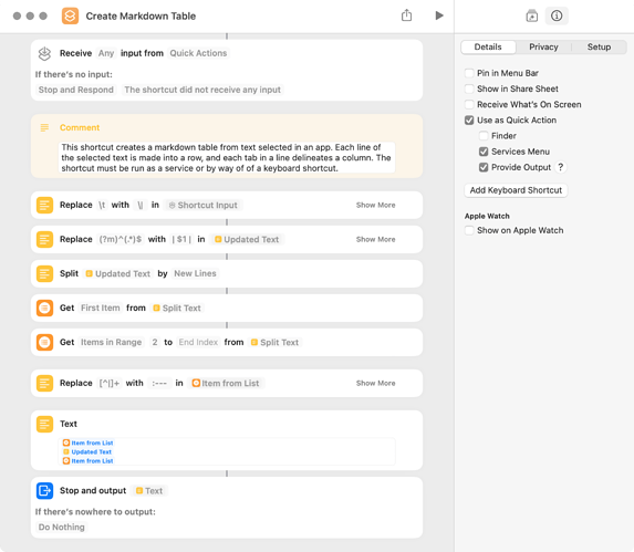 Create Markdown Table