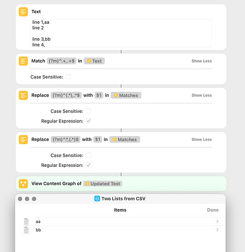 Two Lists from CSV